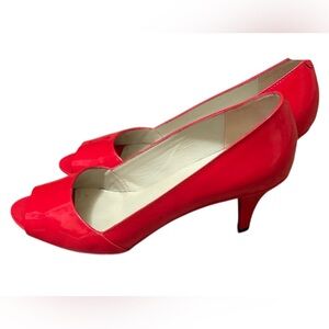 Marc Jacobs Vibrant Red Patent Leather Peep-Toe Heels sz 38.5